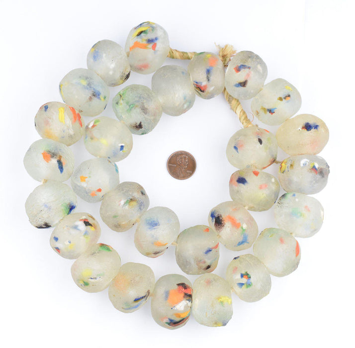 Super Jumbo Clear Colored Medley Recycled Glass Beads (34mm) - The Bead Chest