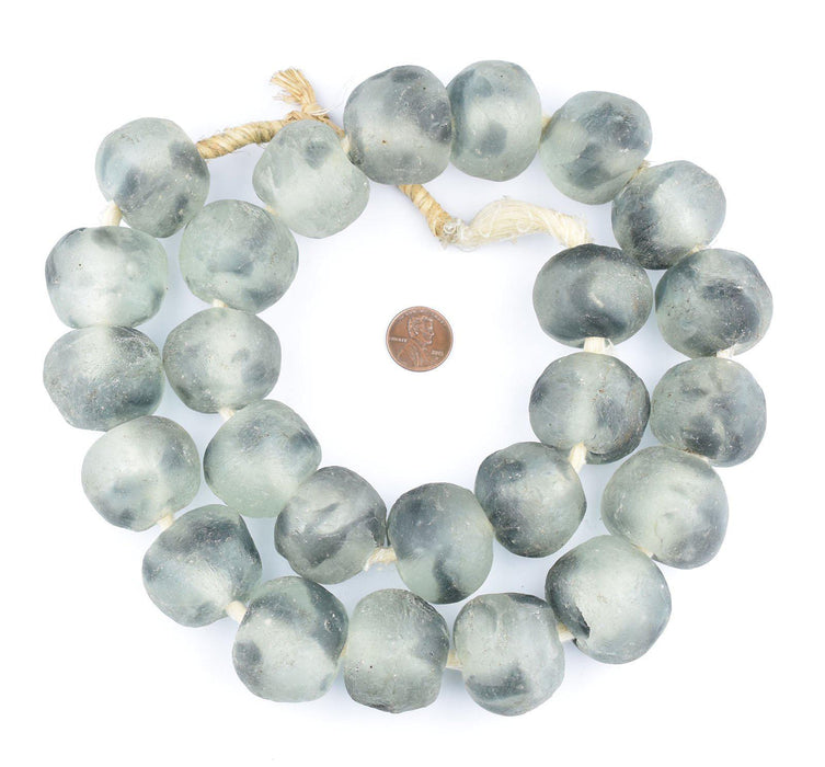 Super Jumbo Grey Mist Recycled Glass Beads (34mm) - The Bead Chest