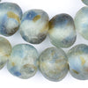 Super Jumbo Brown Blue Swirl Recycled Glass Beads (34mm)
