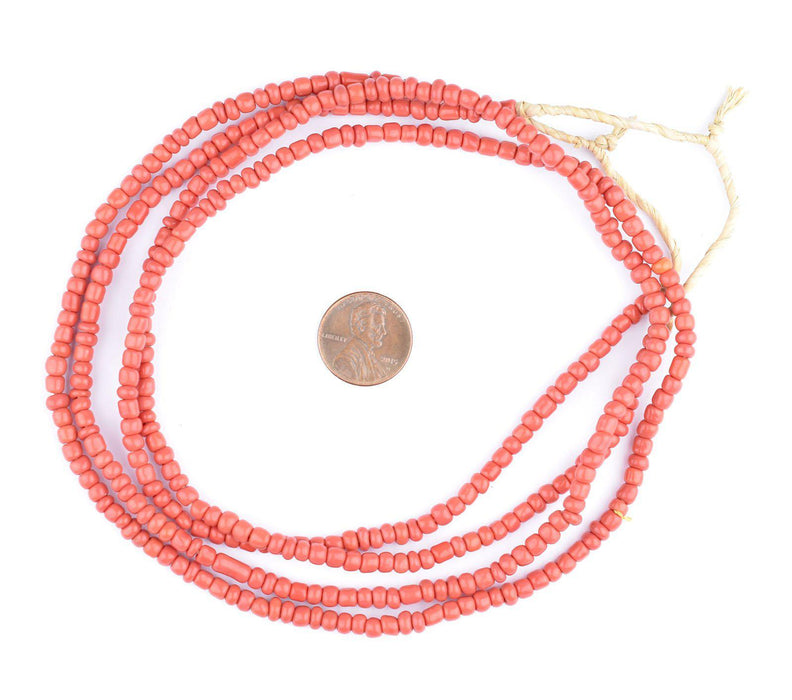 Light Red Ghana Glass Beads (2 Strands) - The Bead Chest