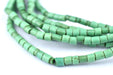 Vintage Green Nigerian Cylindrical Glass Beads - The Bead Chest