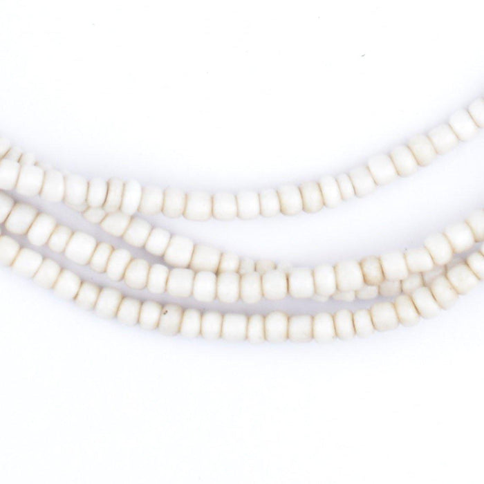 Vintage White Nigerian Glass Beads (3mm) - The Bead Chest