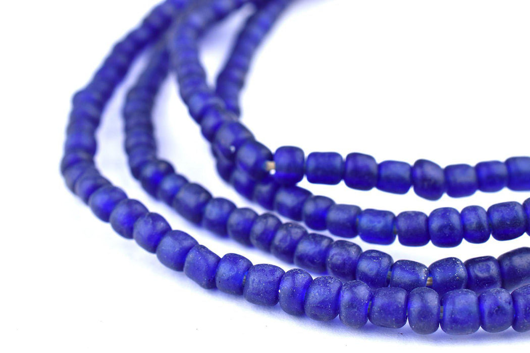 Translucent Cobalt Blue Ghana Glass Beads (2 Strands) - The Bead Chest
