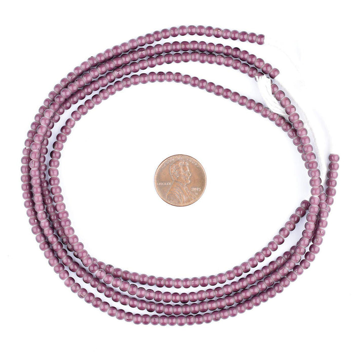 Purple White Heart Beads (4mm) - The Bead Chest