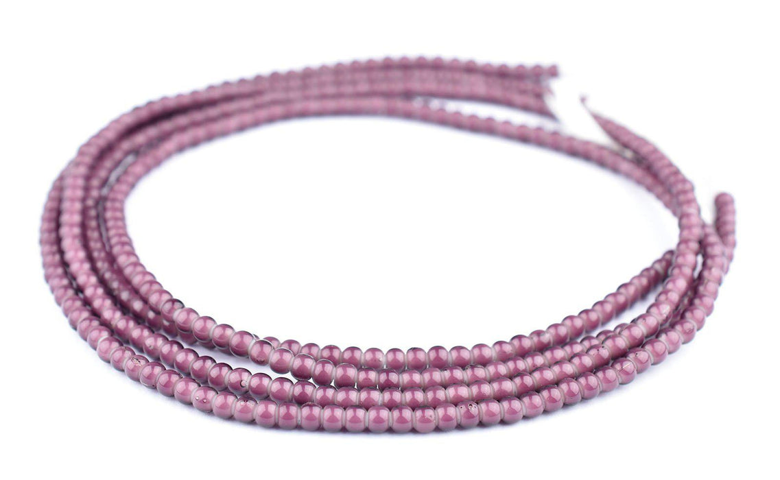 Purple White Heart Beads (4mm) - The Bead Chest