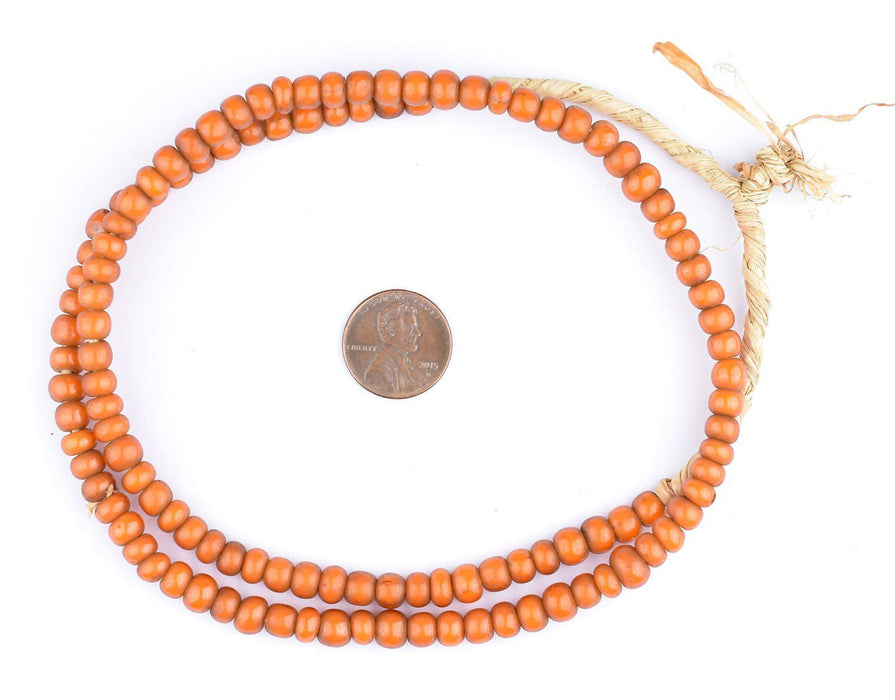 Vintage Style Orange White Heart Beads (6mm) - The Bead Chest
