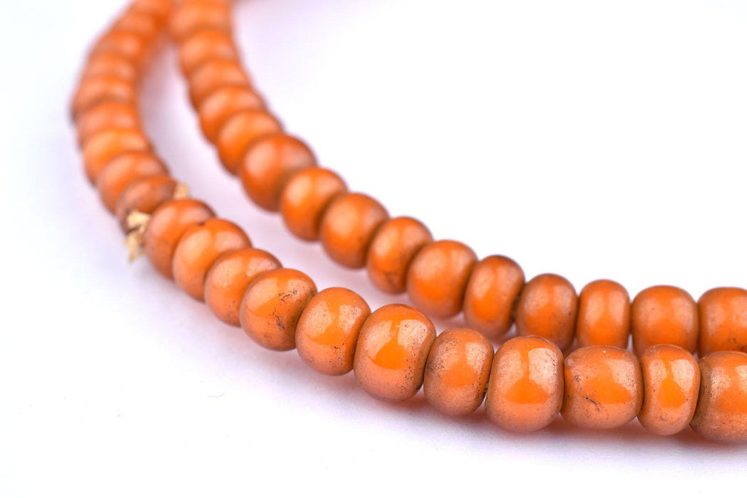 Vintage Style Orange White Heart Beads (6mm) - The Bead Chest