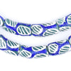 Blue Striped Oval Krobo Beads