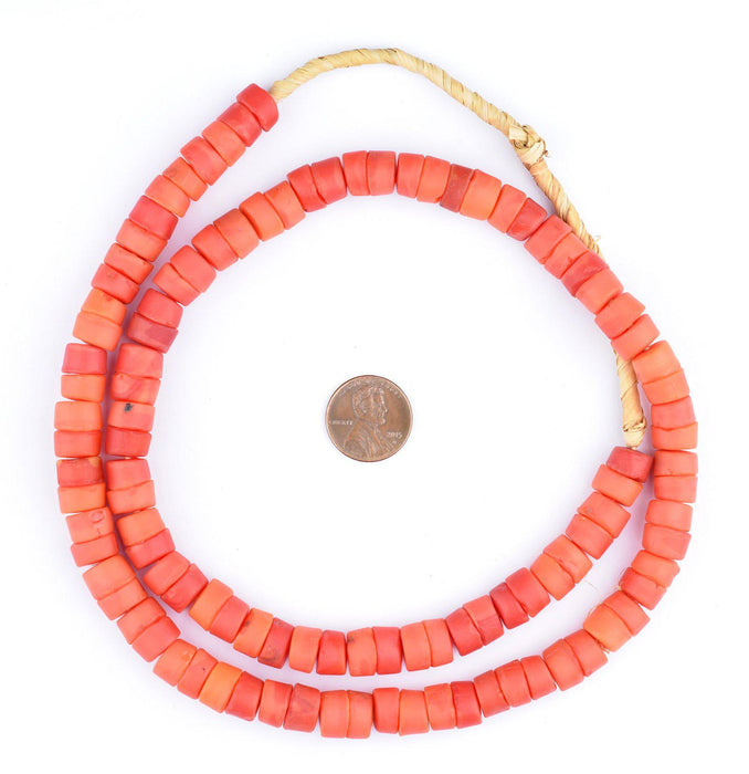 Vintage Red Mali Glass Disk Beads (10mm) - The Bead Chest
