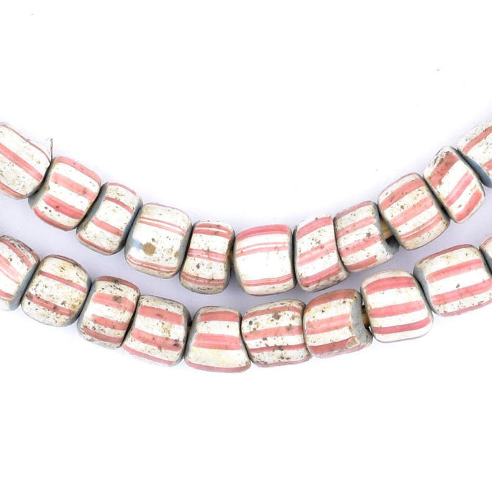 Antique Red & White Striped Venetian Trade Beads - The Bead Chest