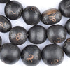 Round Inlaid Ebony Wood Beads (18mm)