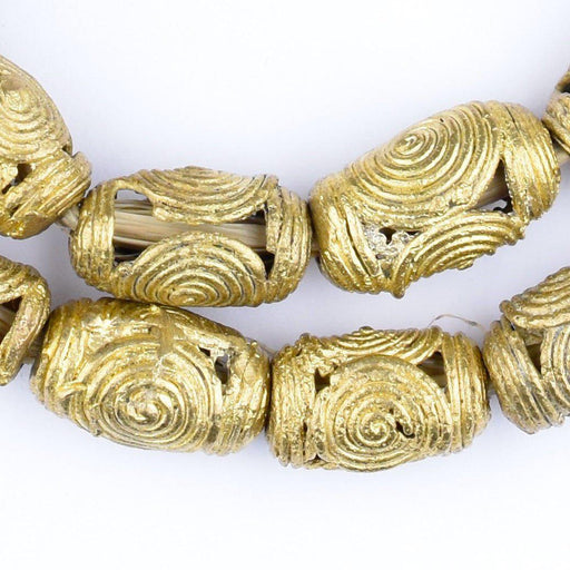 Cameroon-Style Brass Cylinder Filigree Beads (19x12mm) - The Bead Chest