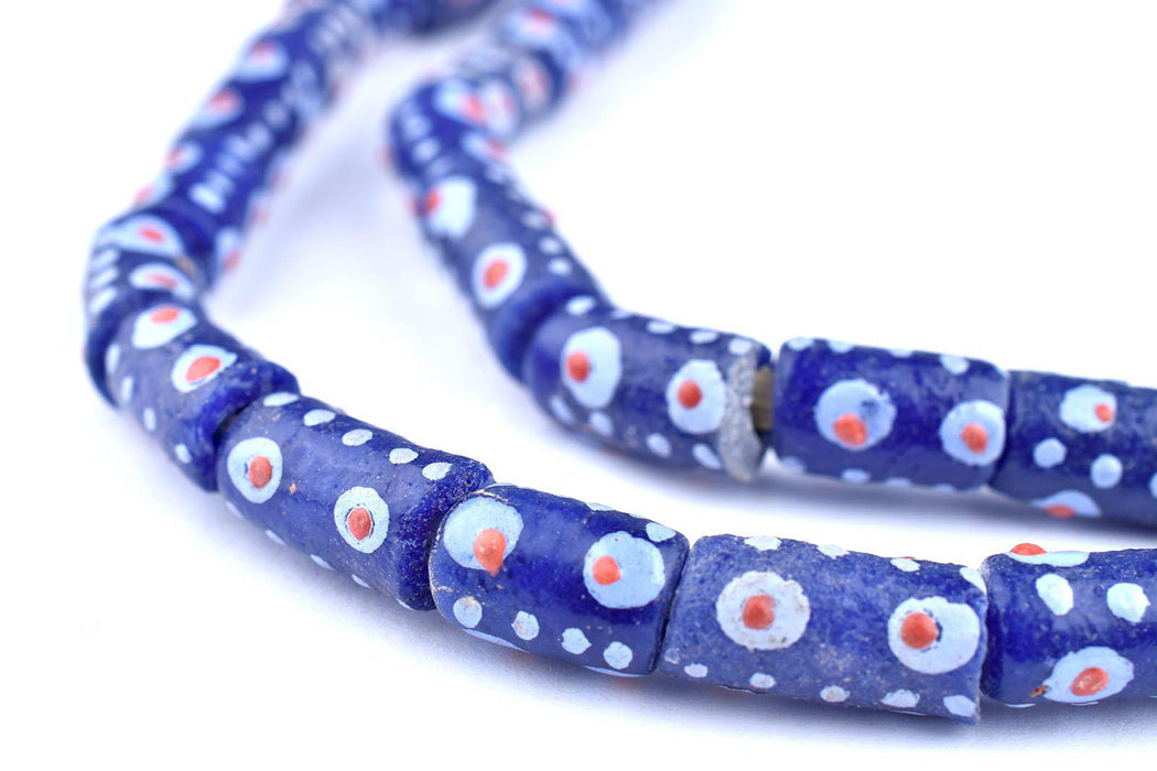 Blue Eye Cylindrical Krobo Beads - The Bead Chest