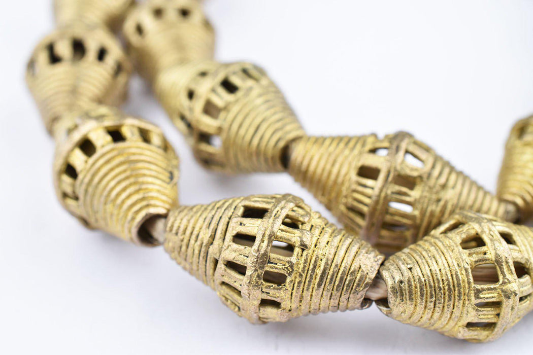 Striated Brass Filigree Beads (25x14mm) - The Bead Chest