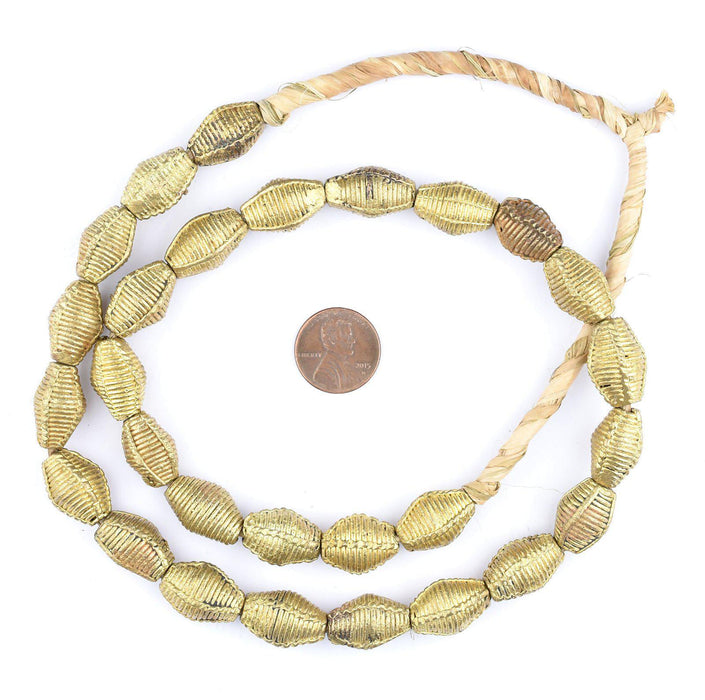 Ivory Coast Style Wound Bicone Ghana Brass Beads (18x12mm) - The Bead Chest