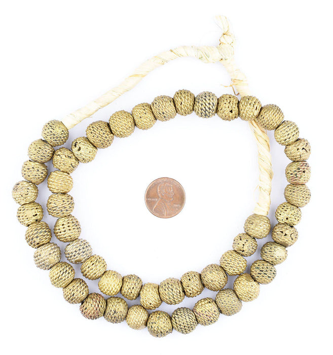 Woven Round Ghana Brass Filigree Beads (12mm) - The Bead Chest