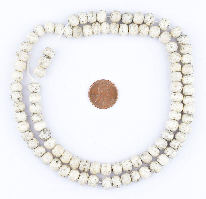 Speckled Round White Bone Beads (8mm) - The Bead Chest