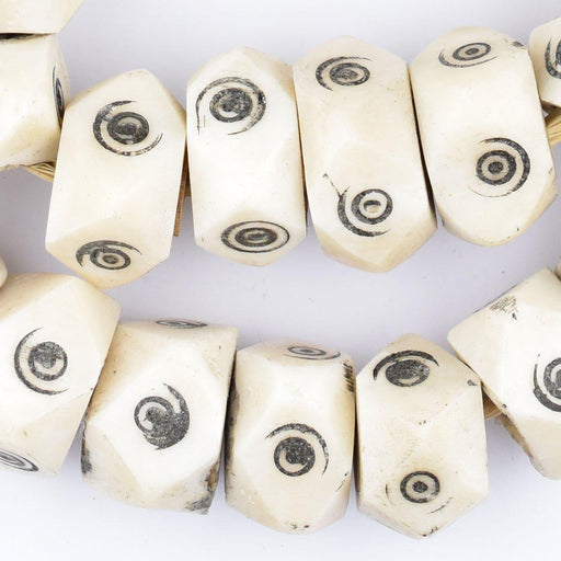 Carved Eye Batik Bone Beads (Faceted) - The Bead Chest