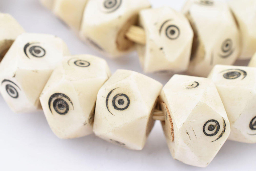 Carved Eye Batik Bone Beads (Faceted) - The Bead Chest