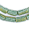 Dotted Green Cylinder Krobo Beads
