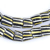 Yellow & White Striped Black Krobo Beads