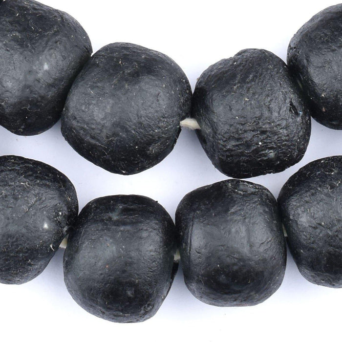 Jumbo Charcoal Black Recycled Glass Beads (22mm) - The Bead Chest