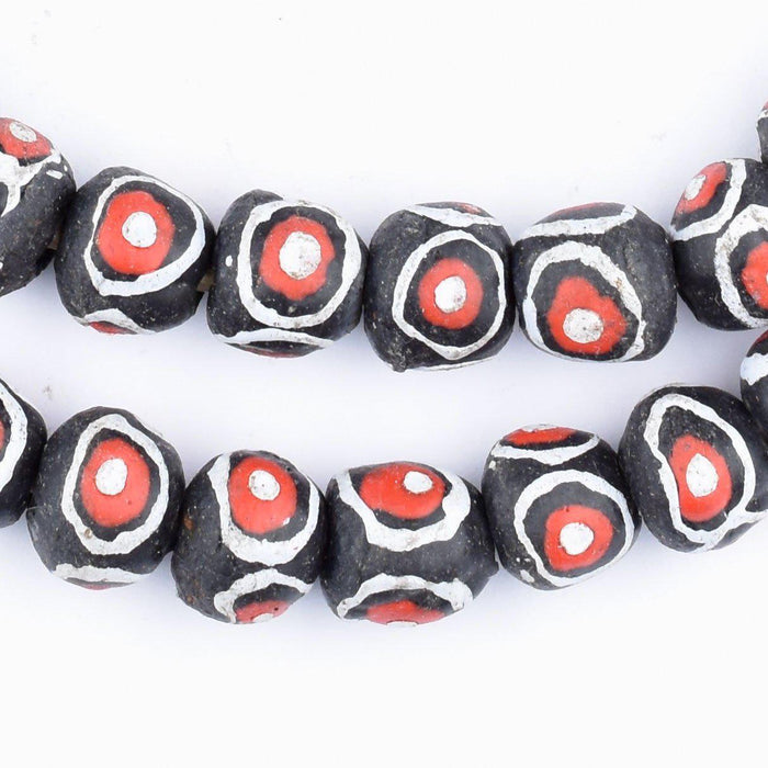 Black & Red Eye Krobo Beads - The Bead Chest