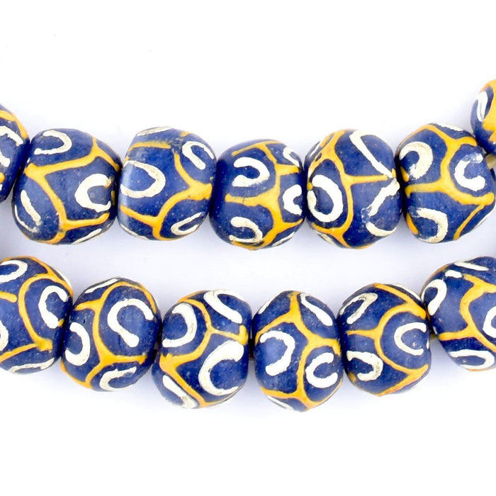 Blue Geometric Krobo Beads - The Bead Chest