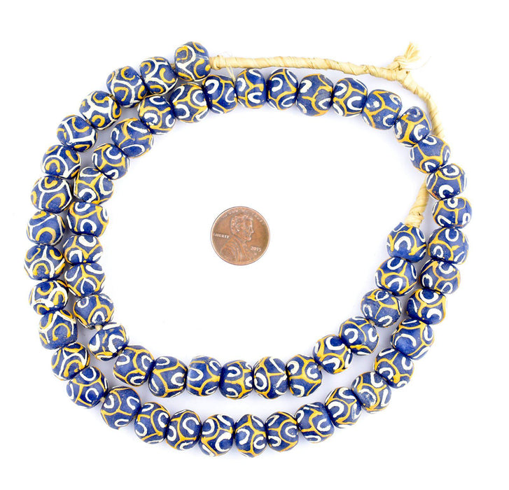 Blue Geometric Krobo Beads - The Bead Chest