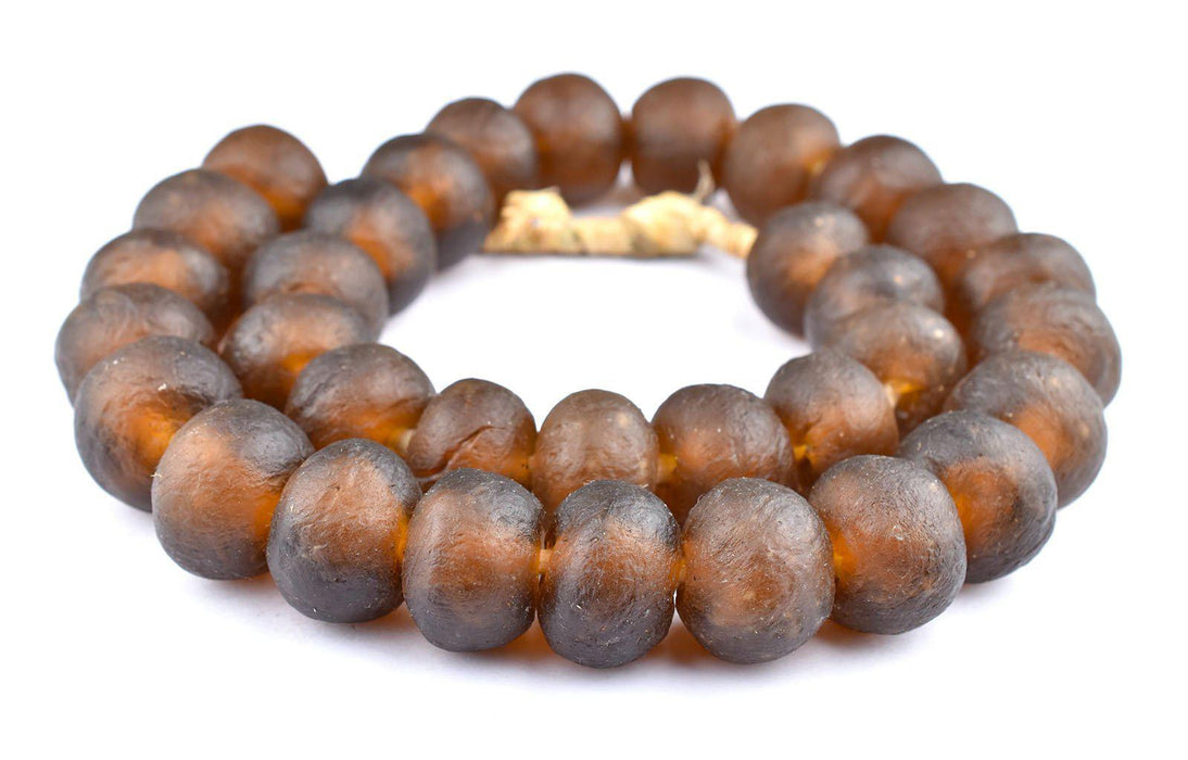 Jumbo Root Beer Brown Recycled Glass Beads (25mm) - The Bead Chest