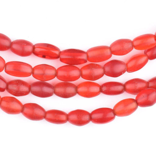 Vintage Translucent Red Czech Glass Oval Beads - The Bead Chest