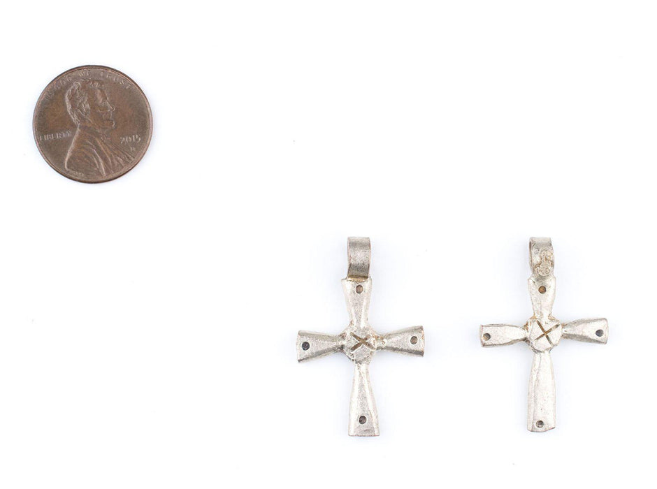 Small Silver Ethiopian Dotted Cross Pendants (Set of 2) - The Bead Chest