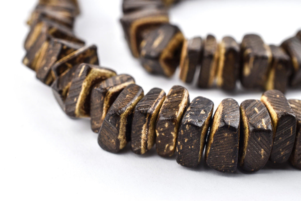 Dark Brown Coconut Shell Square Heishi Beads (8mm) - The Bead Chest