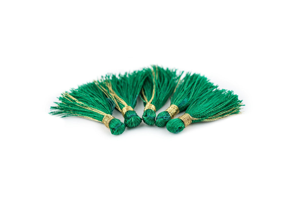 Green 3cm Silk Tassels (5 Pack) - The Bead Chest