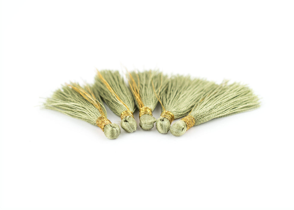Light Green 3cm Silk Tassels (5 Pack) - The Bead Chest