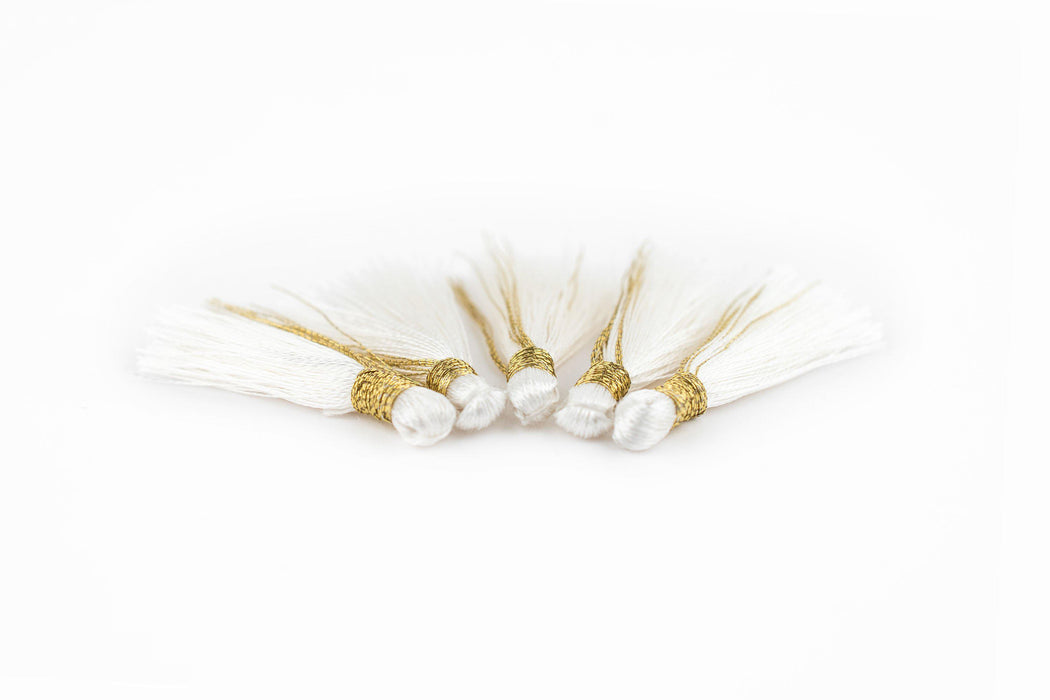 White 3cm Silk Tassels (5 Pack) - The Bead Chest