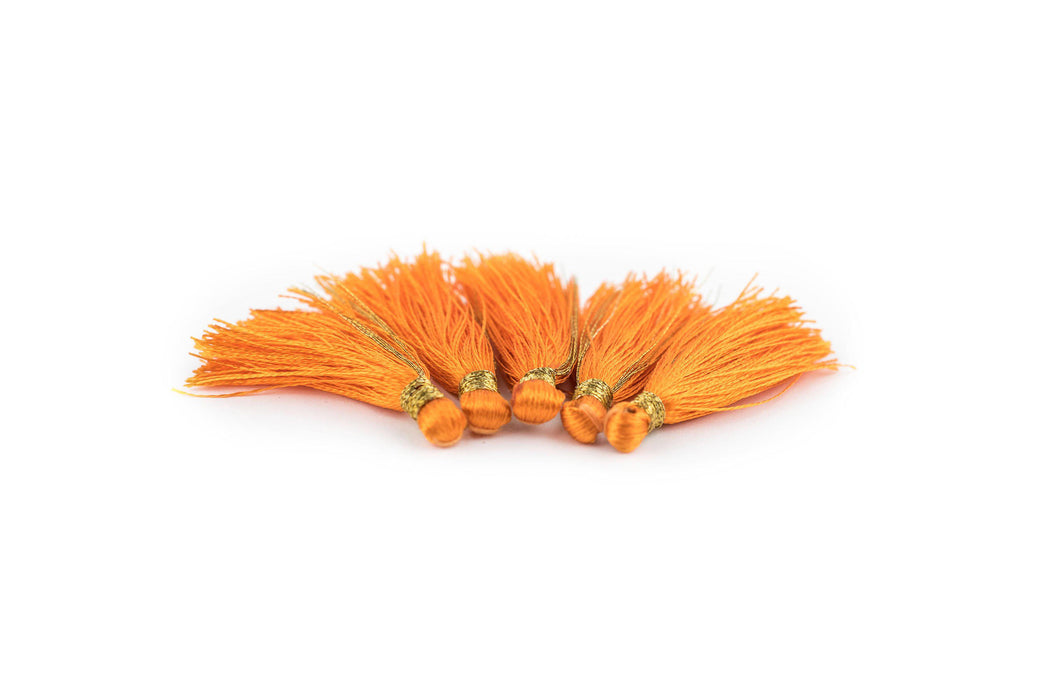 Orange 3cm Silk Tassels (5 Pack) - The Bead Chest