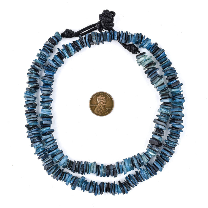 Azul Blue Square Cut Natural Shell Heishi Beads (8mm) - The Bead Chest