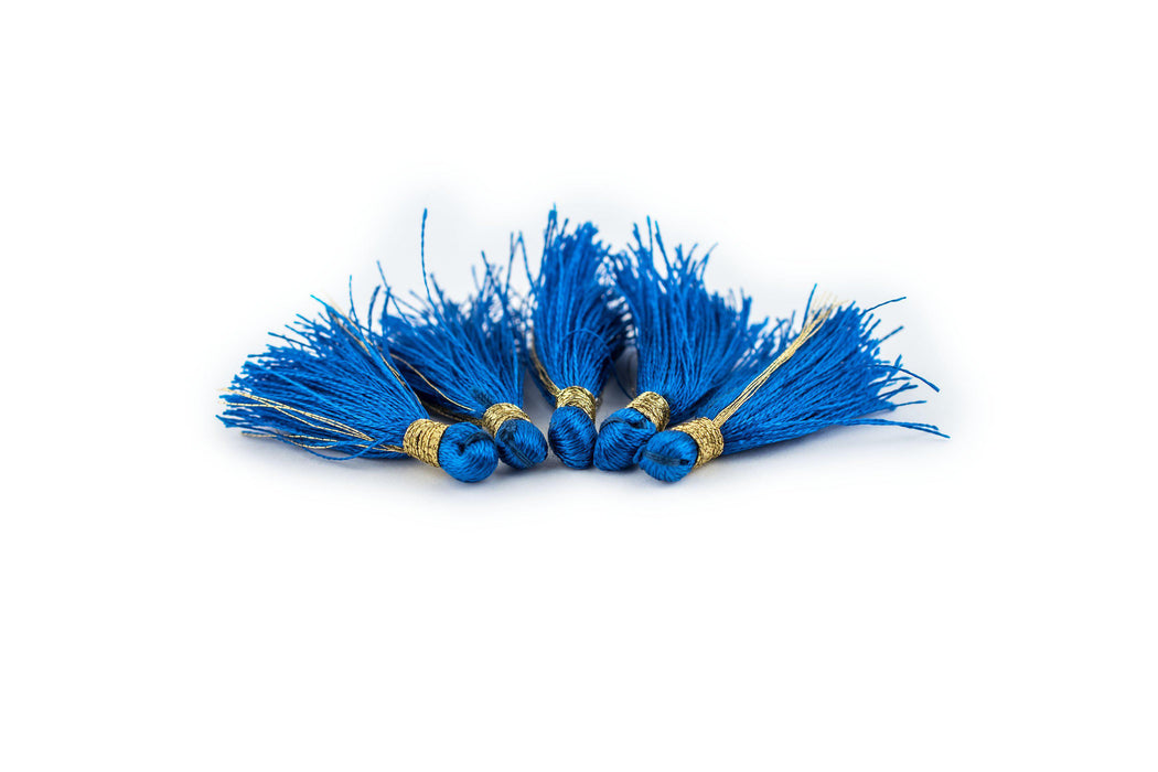 Cobalt Blue 3cm Silk Tassels (5 Pack) - The Bead Chest