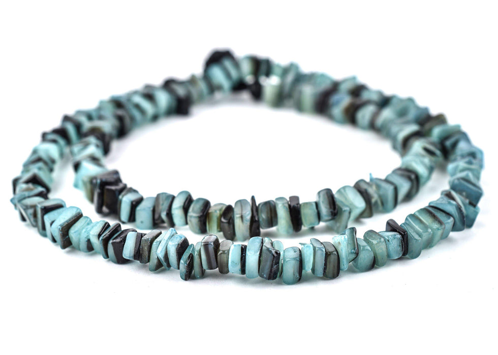 Turquoise Square Cut Natural Shell Heishi Beads (8mm) - The Bead Chest