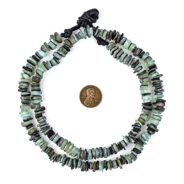 Fern Green Square Cut Natural Shell Heishi Beads (8mm) - The Bead Chest