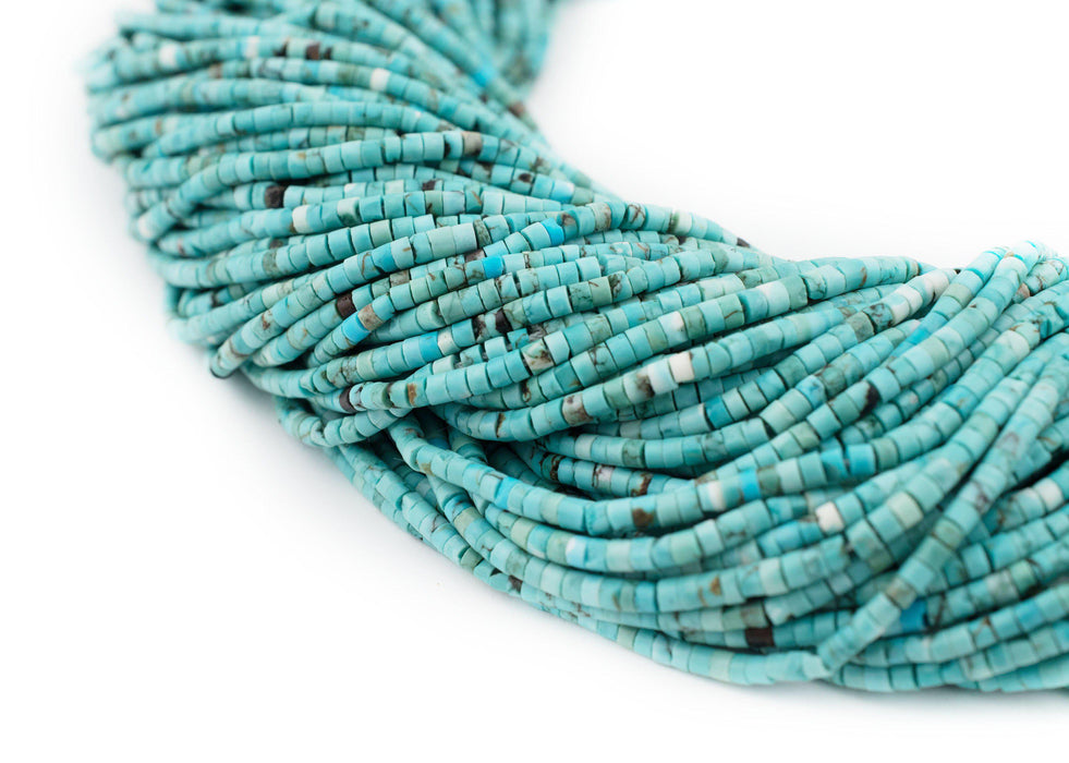Turquoise Afghani Stone Cylinder Beads (2mm) - The Bead Chest