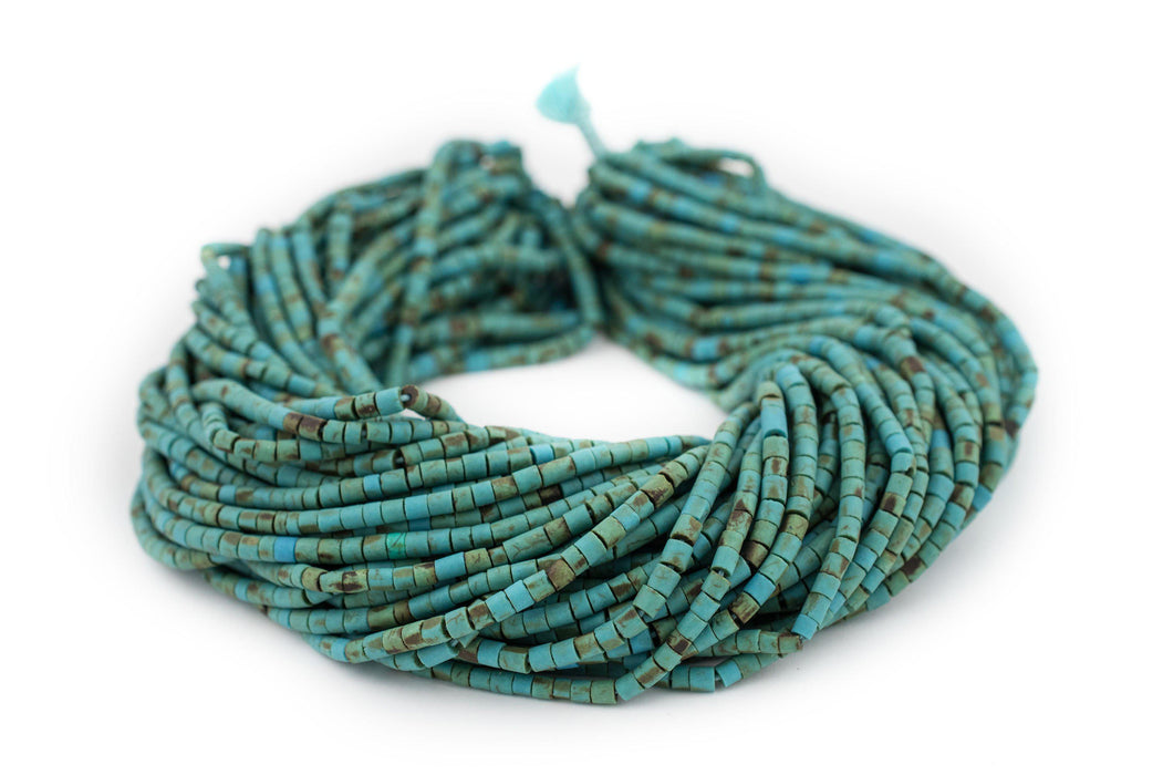 Turquoise-Style Afghani Stone Cylinder Beads (2.5mm) - The Bead Chest