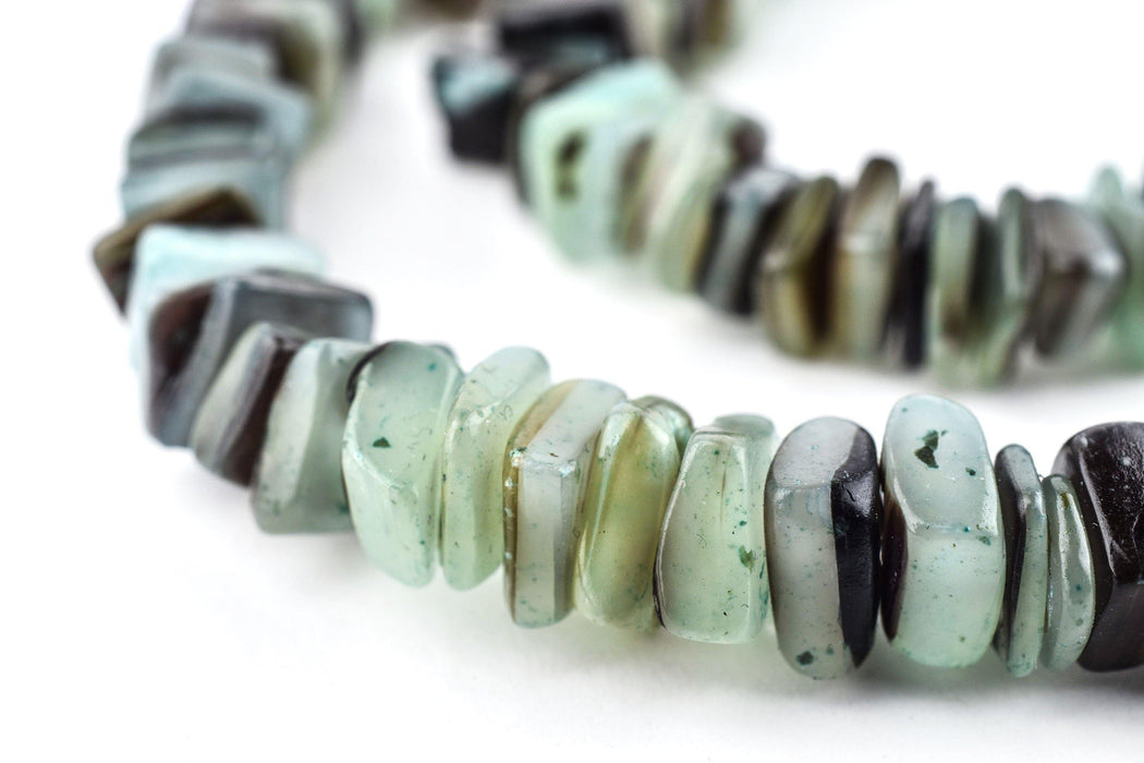 Fern Green Square Cut Natural Shell Heishi Beads (8mm) - The Bead Chest