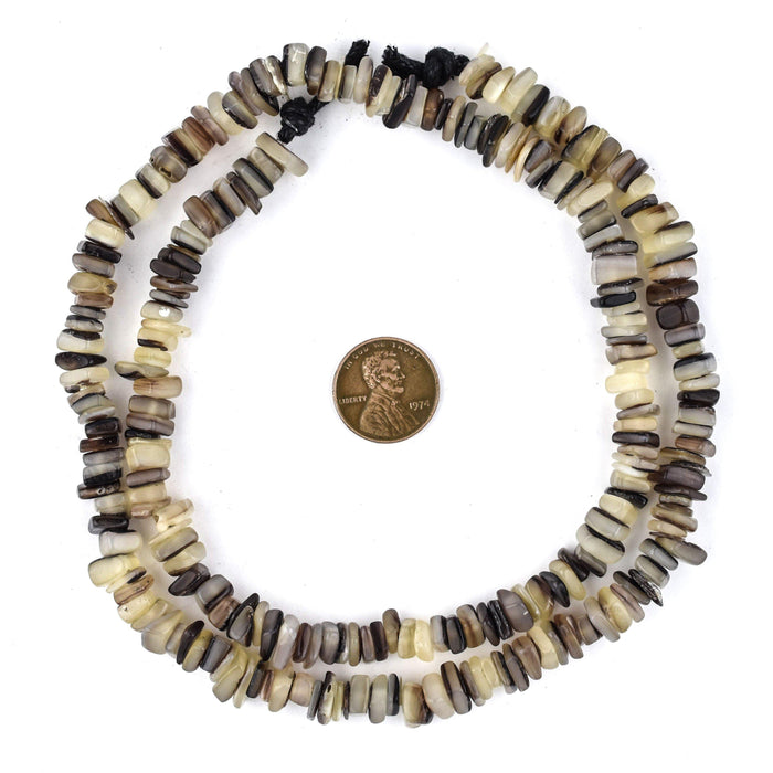 Brown Square Cut Natural Shell Heishi Beads (8mm) - The Bead Chest