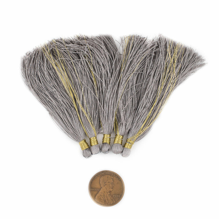 Silver Color 6cm Silk Tassels (5 Pack) - The Bead Chest
