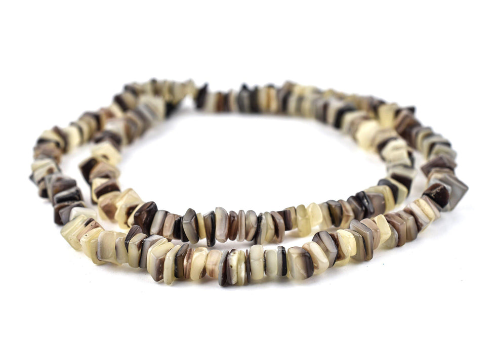 Brown Square Cut Natural Shell Heishi Beads (8mm) - The Bead Chest