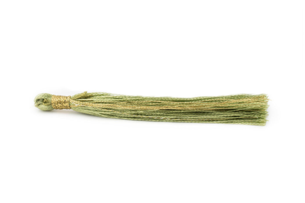 Light Green 6cm Silk Tassels (5 Pack) - The Bead Chest