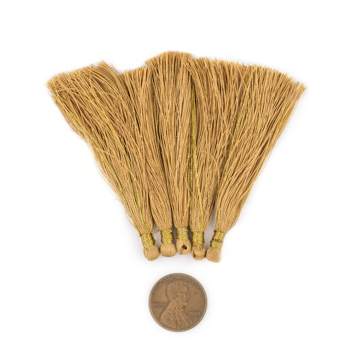 Brass Color 6cm Silk Tassels (5 Pack) - The Bead Chest
