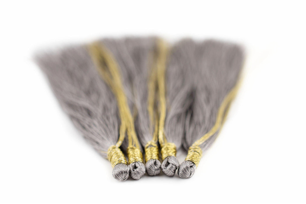 Silver Color 9cm Silk Tassels (5 Pack) - The Bead Chest